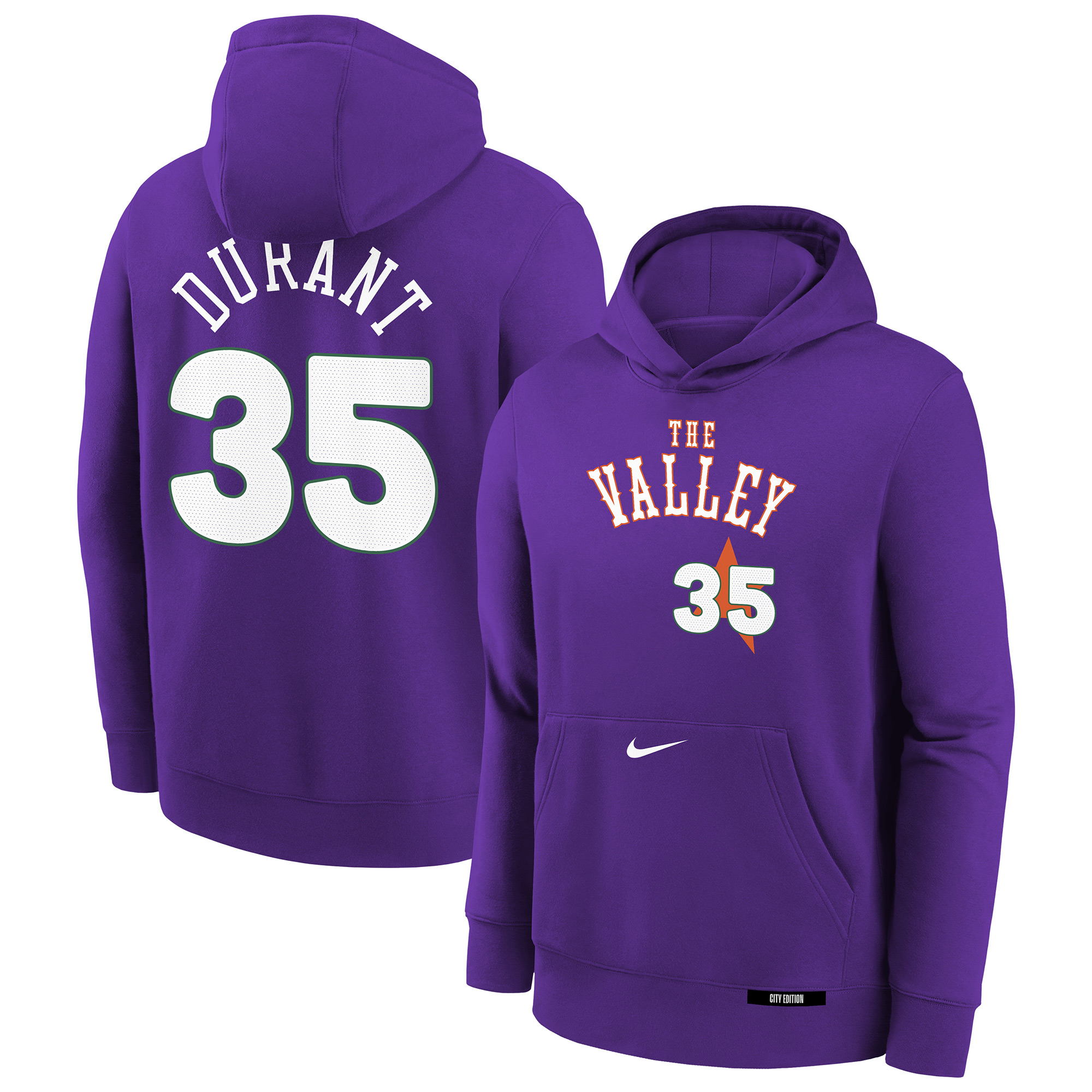 Youth Nike Kevin Durant Purple Phoenix Suns 2024/25 City Edition Name \u0026 Number Pullover Hoodie